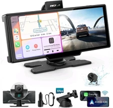 Portable Apple Carplay Screen, 10’’ Car Stereo Wireless Car Play & Android Auto