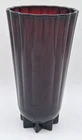 VTG Anchor Hocking Royal Ruby Red Glass Vase 10" T Star Bottom Fluted Scalloped
