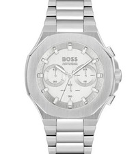 HUGO BOSS HB1514087 MENS  TAPER CHRONO WATCH SILVER 45MM - UK SELLER