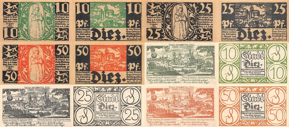 6 x Diez Notgeld Verkehrsausgaben Serienschein - Bild 1 von 1
