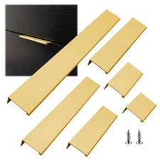Satin Gold Finger Edge Pull Cabinet Door Handle Bar Back Mount Drawer