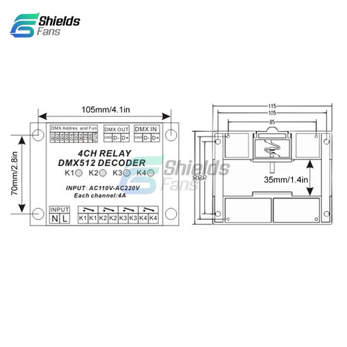 AC110V-220V 4 Channel DMX512 Relay Switch DMX Relay Controller W/ Case For Lamp - Picture 5 of 8