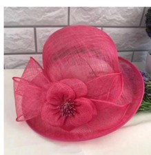 British Retro Chic Women Elegant Sinamay Floral Church Cloche Derby Hat 9 Color