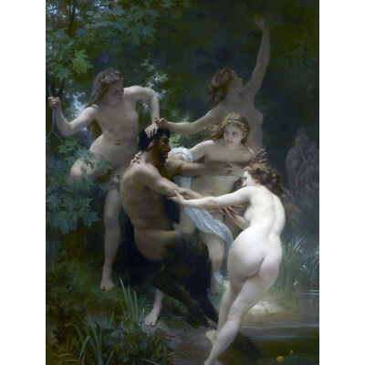 William Adolphe Bouguereau Nymphen Satyr großer Druck 46x61 cm