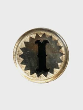 Vintage Horse Bridle Rosette, Letter I, Round Glass Foil, Pin #BB101