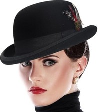 Wool Fedora Hats for Men Women Felt Church Bowler Derby Hat