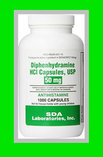 Diphenhydramine 50mg-1000 Capsules Antihistamine-New
