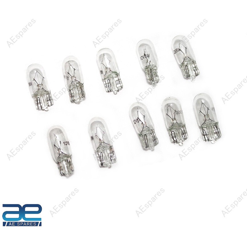 Pequeña Bombilla Base Cuña Transparente 10 Unidad 12V 5W Para Coche Bicicleta...