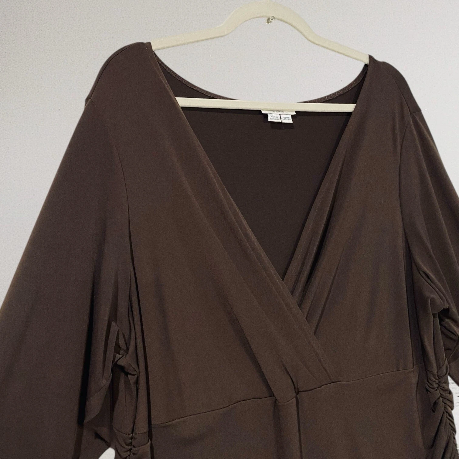 VETEMENTS London Times Abito Donna Taglia 20W Midi Finto Avvolgente Maglia Ruche Elasticizzato