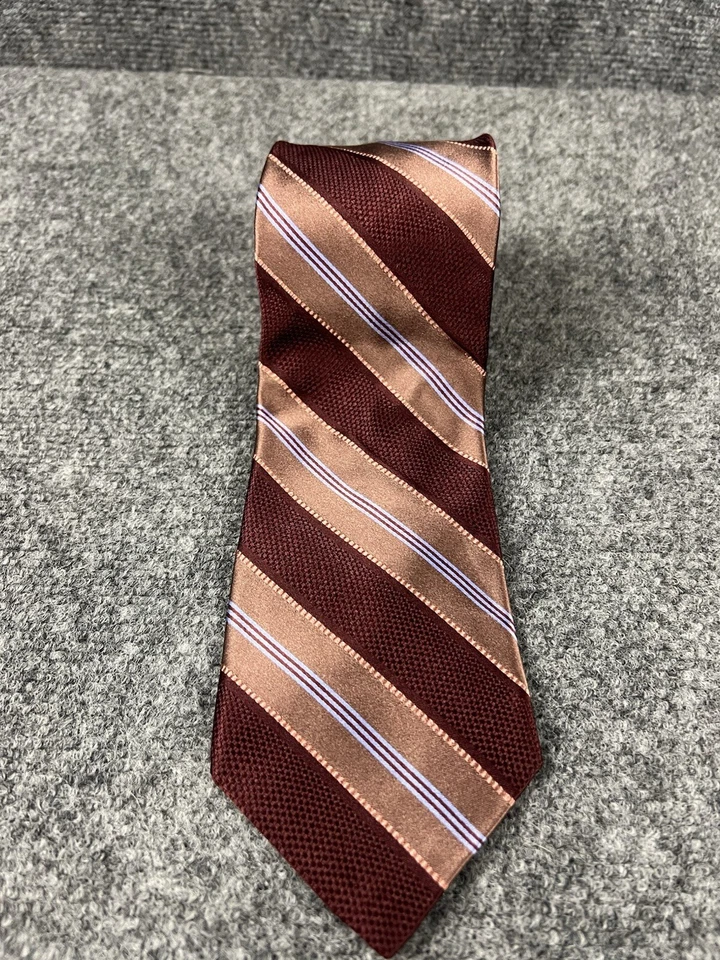 "Corbata de cuello IKE BEHAR NEW YORK, 100 % seda, granate, marrón y lavanda a rayas, 60""" Foto 2 de 4