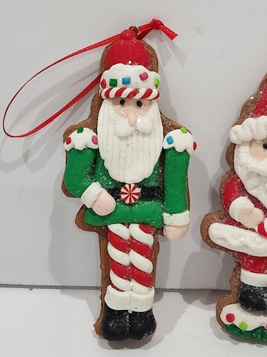 Christmas Gingerbread Nutcracker Santa Claus Cookie Candy Cane Ornaments Set - Picture 2 of 4