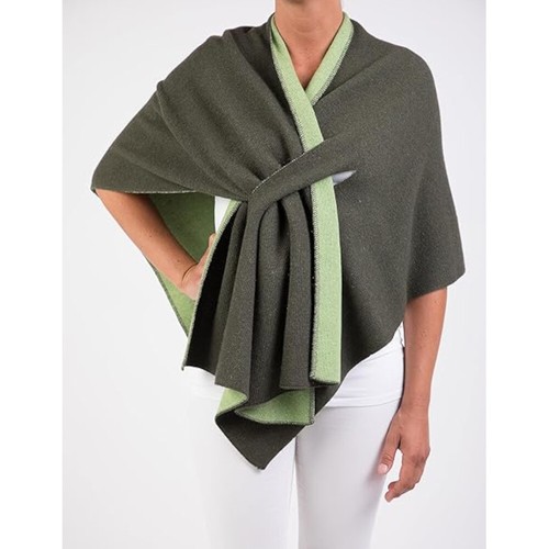 Marenza poncho con nodo davanti misto cashmere donna incrociato bicolore - Foto 7 di 72
