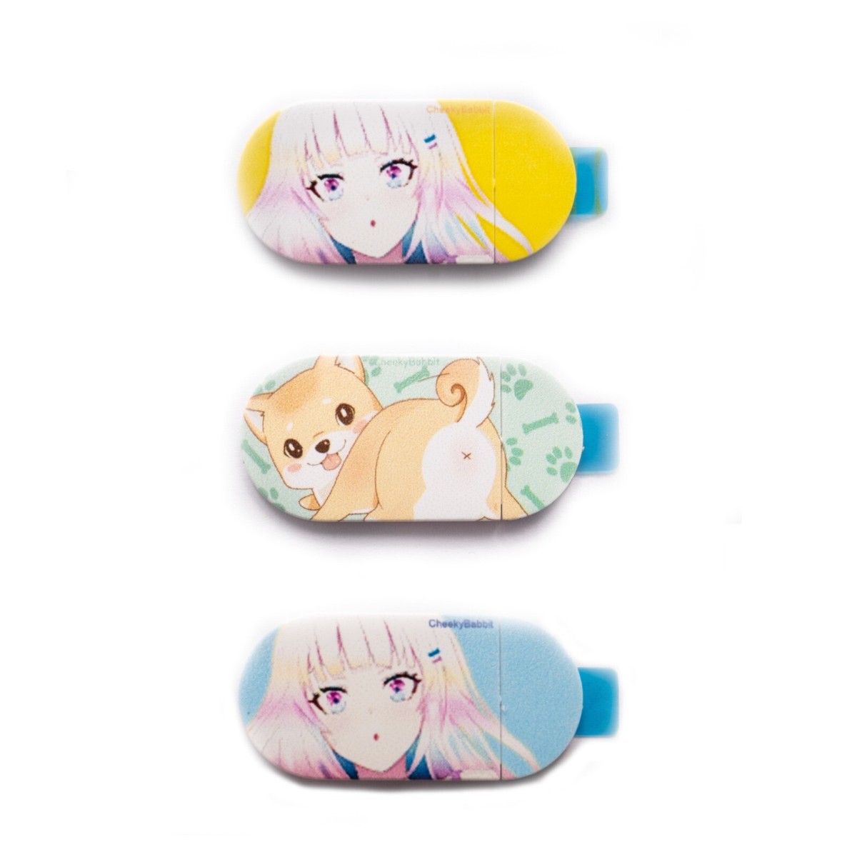 3pc Kawaii Anime Girl / Shiba Inu Webcam Privacy Cover Cyber Security Set |  eBay UK