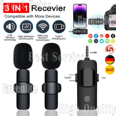 Bluetooth Wireless Lavalier Mikrofon Mini Ansteckmikrofon Handy-Live-Stream XLDE
