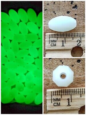 US seller 100 ct Glow Fishing Tackle Rig Beads Oval Egg 10 x 18mm GREEN GLOW