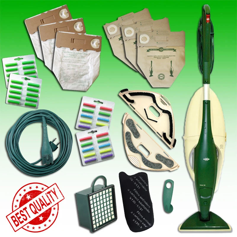 RICAMBI PER VORWERK FOLLETTO VK 130 VK 131 SACCHETTI FILTRI CAVO SPAZZOLA SCOPA