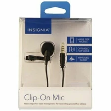 Insignia Lavalier Microphone Clip on Mic Made for Mobile 6 ft Black NS-MCMIC10