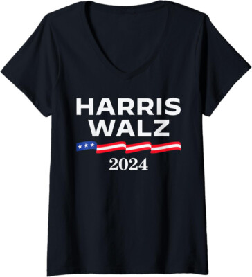 Kamala Harris Tim Walz Waltz Election 2024 Ladies' V-Neck Tshirt