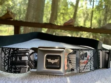 Batman Logo Buckle Down Belt Authentic Seatbelt Style Fashion Belt SZ 34-36
