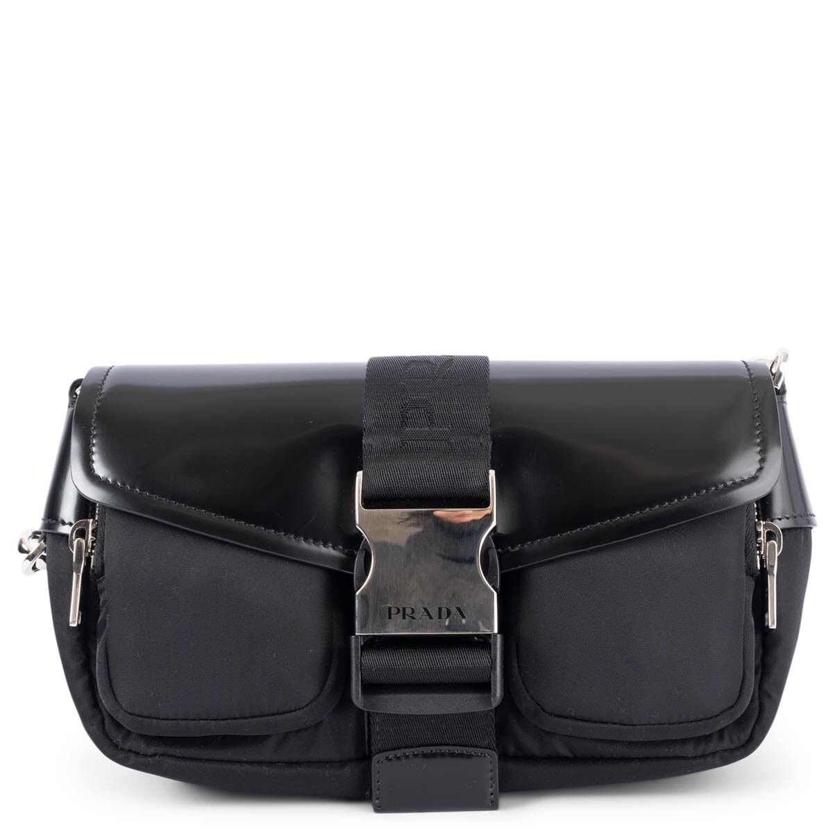 ショルダーバッグ・ポシェット PRADA MINI BAG IN RE-NYLON WITH EMBROIDERY 69161 auth PRADA black nylon & leather POCKET Crossbody Bag
