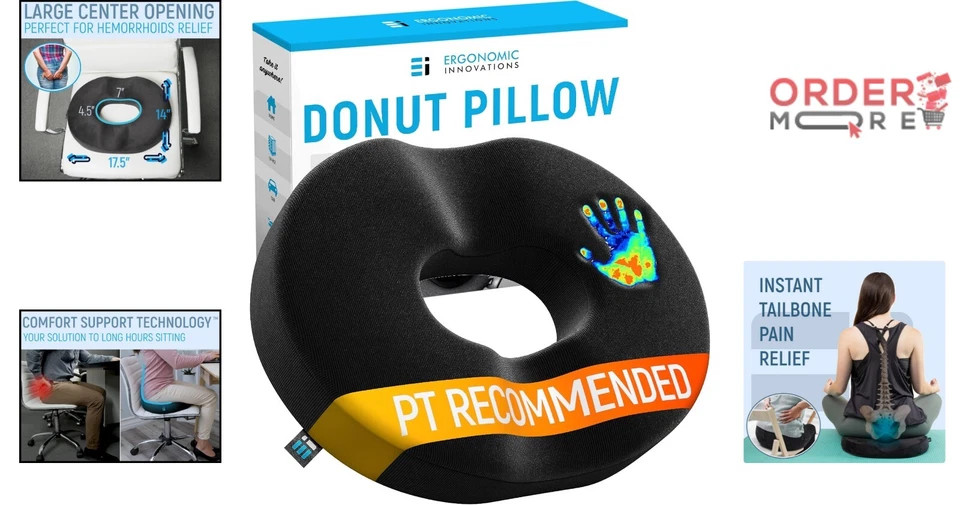 Physician-Endorsed Tailbone Support Pillow - Medium Firmness and Durable Comfort - Image 2 of 4