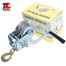 600Lbs Heavy Duty Steel Hand Winch Cable Crank Gear Winch ATV Boat Trailer