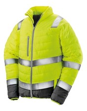 Image of Soft Padded Safety Jacket Workwear Warm Hi-Viz Coat Reflective Unisex Protective