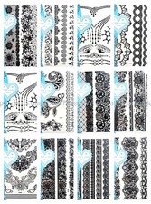 10 sheets black henna lace temporary tattoo female lower back