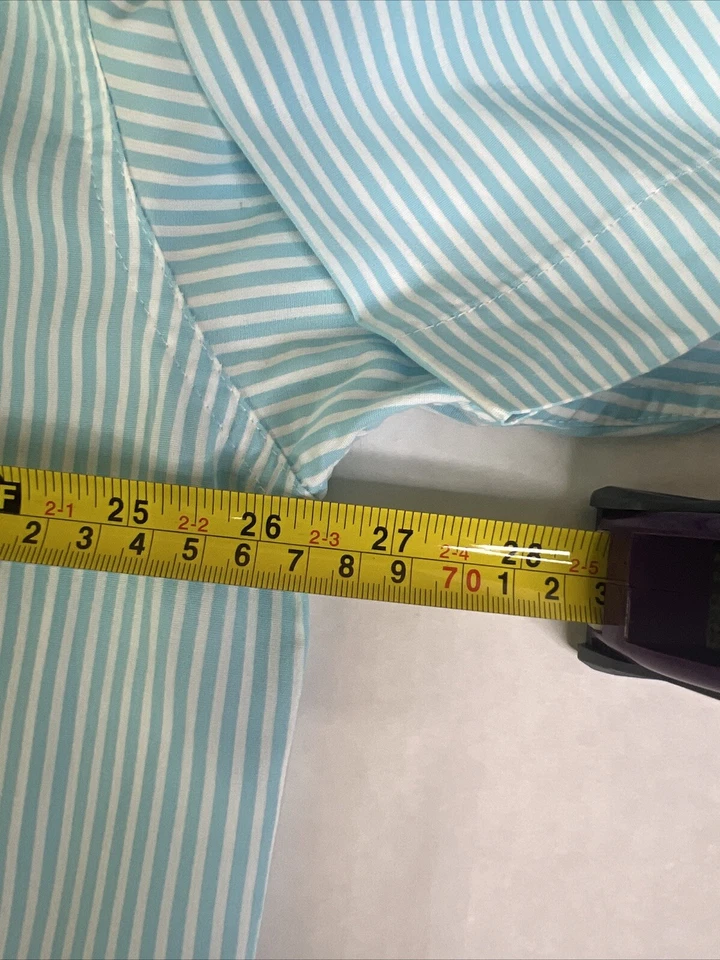 Cinch Para Hombres Manga Corta Abotonada Talla XL Azul Blanco Rayas Rodeo Rancho Ropa Foto 3 de 4