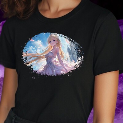 Women's Anime Princess Print Cotton T-Shirt Size S to 3XL