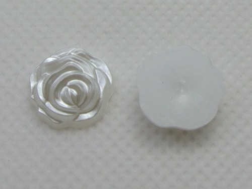 200 piezas Cabujón Flor Rosa Grabado Trasero Plano Perla Acrílico Blanco Puro 12 mm - Imagen 6 de 7