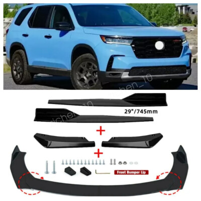 For Honda Pilot 2003-2022 Front Bumper Lip Spoiler Splitter Body Kit+Side Skirt
