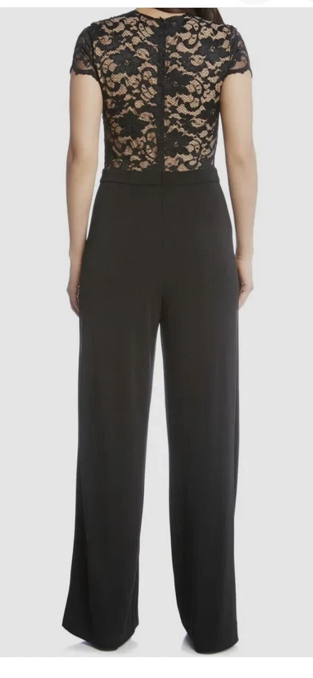 Женский комбинезон Karen Kane черный эластичный с v-образным вырезом кружевной лиф с широкими штанинами размер S - Изображение 2 из 4