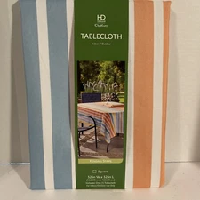 HD Designs Outdoors Tablecloth Square 52x52 100 % Polyester KendallStripe Design