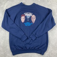 Vintage Star Trek Sweatshirt Adult XL Blue 25th Anniversary 1991 Kirk Picard