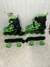 Roller Derby Skates/Blades Black/Green Youth Size 3-6