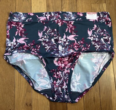 Plus Size 18/20 Lane Bryant Cacique Comfort Bliss Full Brief Teal Pink Flower