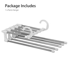 5 in 1 Multi-functional Pants Rack Shelves Stainless Steel Wardrobe Magic Hanger