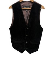 VTG Wilsons Vest Mens M Black Solid 100 Leather Waistcoat
