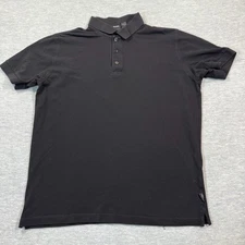 Hugo Boss Polo Shirt Men L Black Pima Cotton Short Sleeve Solid 22x26