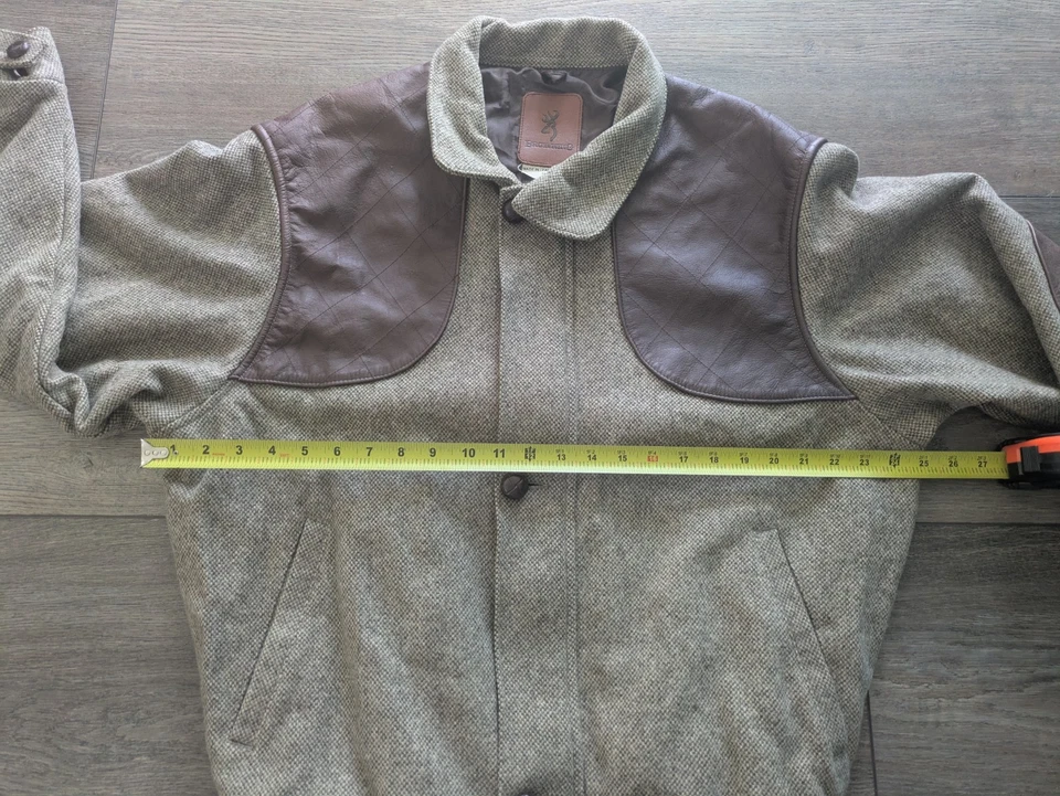 Vintage Browning Wool & Leather Bomber Jacket Hunting Coat Mens Large Full Zip - Image 2 of 4