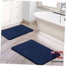 Bath Mat Memory Foam Set Bathroom Rug Set 20" x 32" Plus 17" x 24" Navy