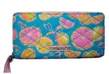 Simply Southern Quilted Canvas Zest Lemon Zip Around Cell Phone Wallet 7.5" x4"