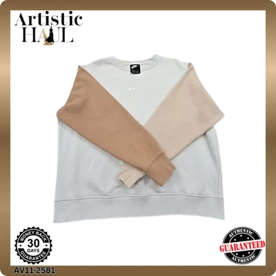 Sweat à col rond Nike unisexe M Colorblock en blanc beige - Photo 1/4