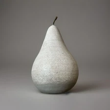 Pottery Barn Zinc Pear Object 10” Modern Rustic Fruit Decor Cement Look