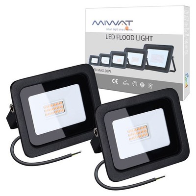 110V 2 Pack 20W LED Flood Light, Warm White 3000K, IP68Waterproof Super Brigh...