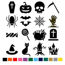 Halloween Icons Vinyl Sticker Pack Spooky Ghost Bat Pumpkin Decals For Window, W