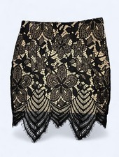 Express Floral Lace Mini Skirt in Black/Tan Size 00