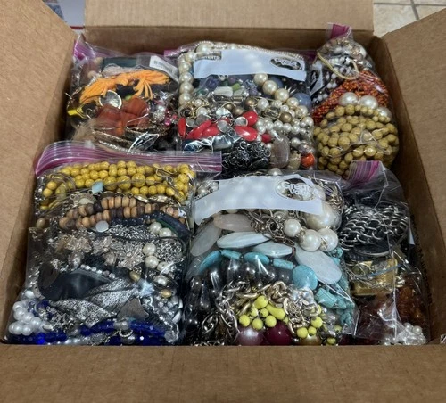 22lbs+ Lot of Vintage to Now WEARABLE Mixed Costume Jewelry Box Bulk Resale #4!