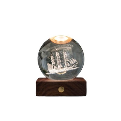 Gingko Design Bernstein Kristall Leuchte - Segelboot | Elegante LED Tischlampe | 3D L